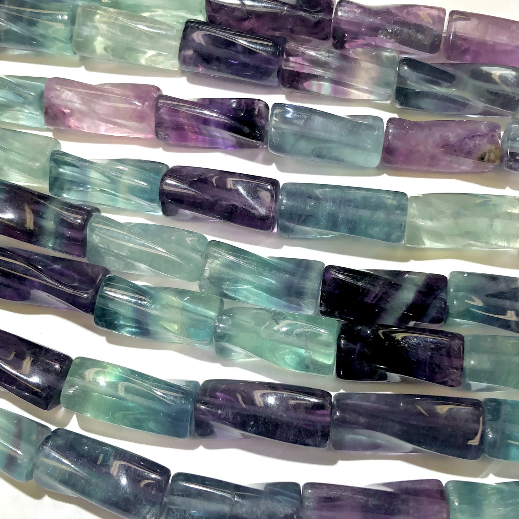 FLUORITE Twisted Column Beads 21 X 10mm