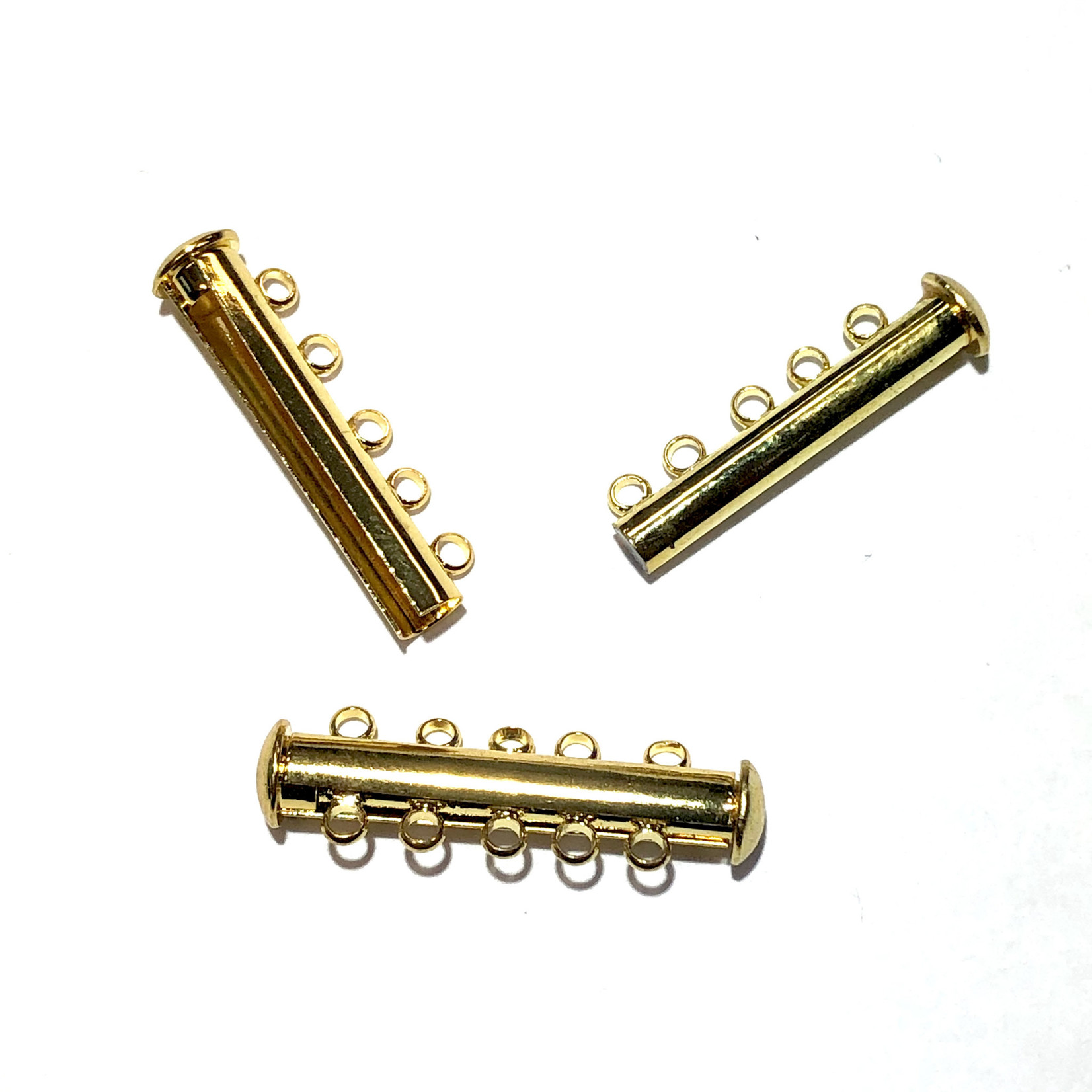 Magnetic Slide Clasp Gold Plated 5 Strand 4pcs