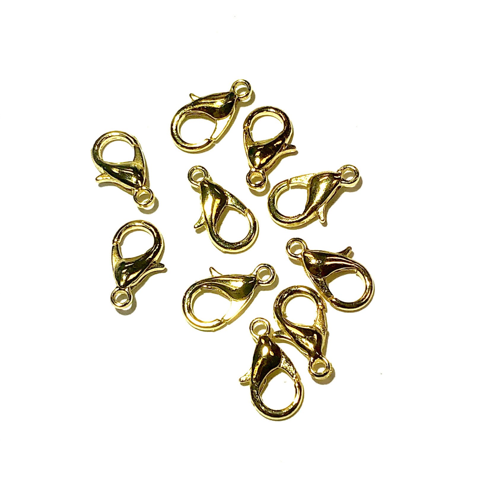 Gold Plated 12mm Lobster Clasp 15pcs