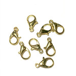 Gold Plated 15mm Lobster Clasp 10pcs