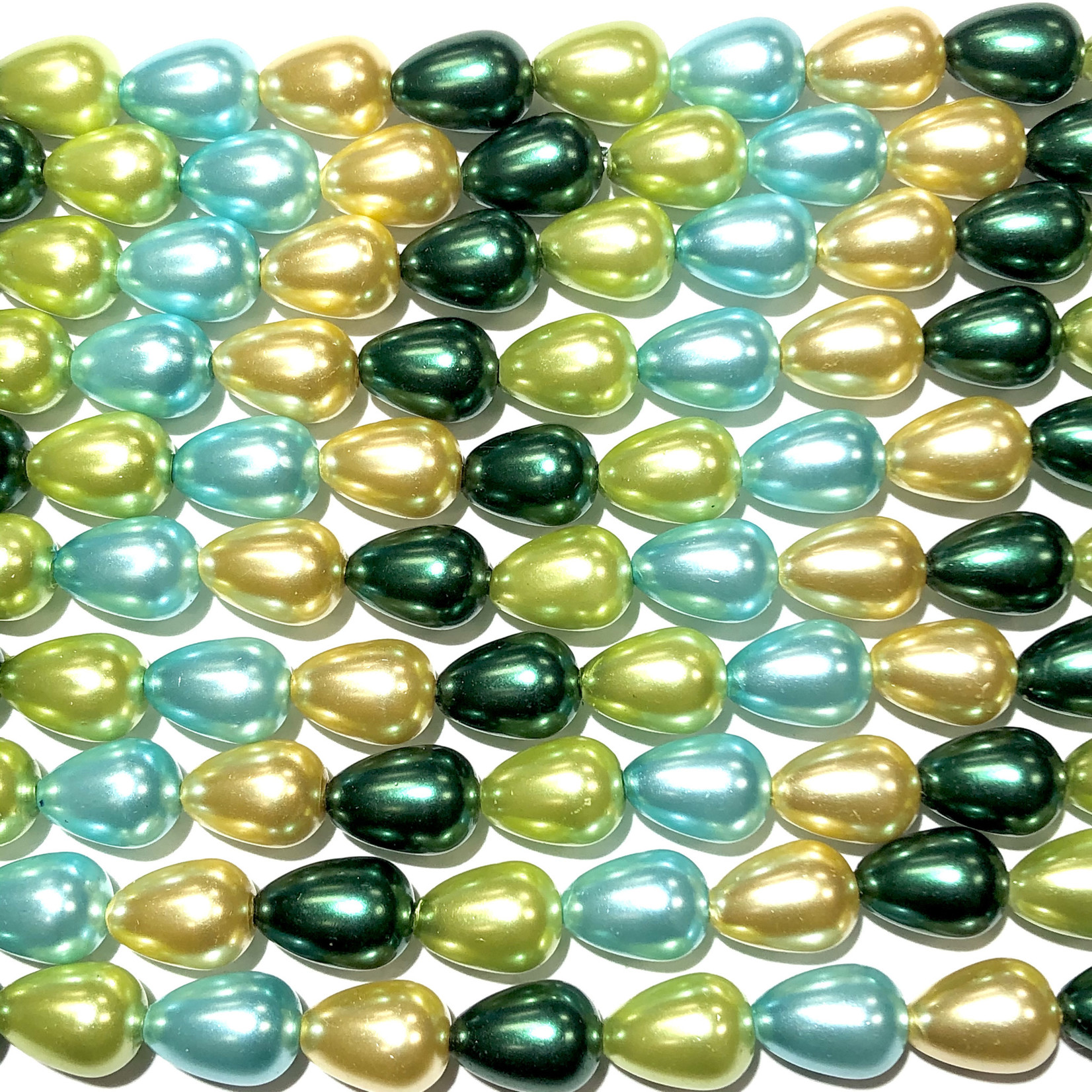 Glass Pearl Drops 8x11mm Mix - 11-12" Strand