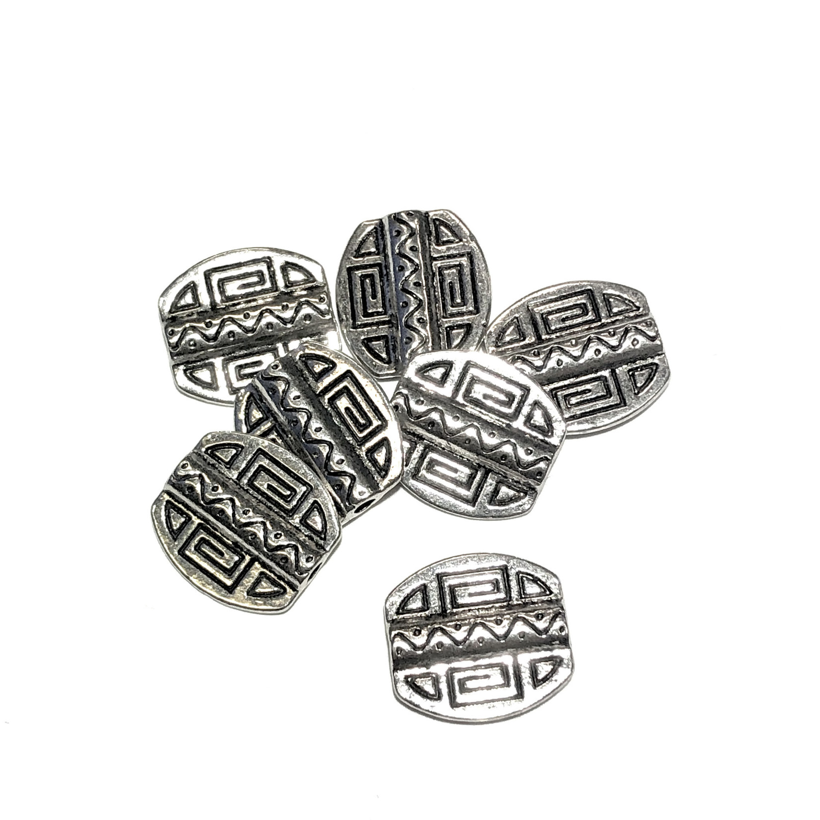 Silver Plated 12x15mm Aztec Focal Bead 16pcs