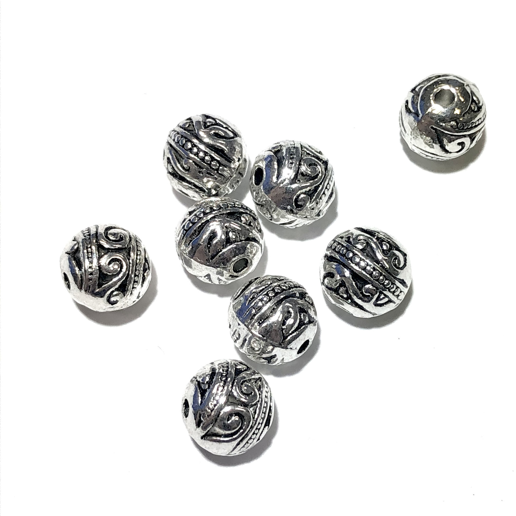 Silver Plated Decorative 8mm Brass Bead 12pcs