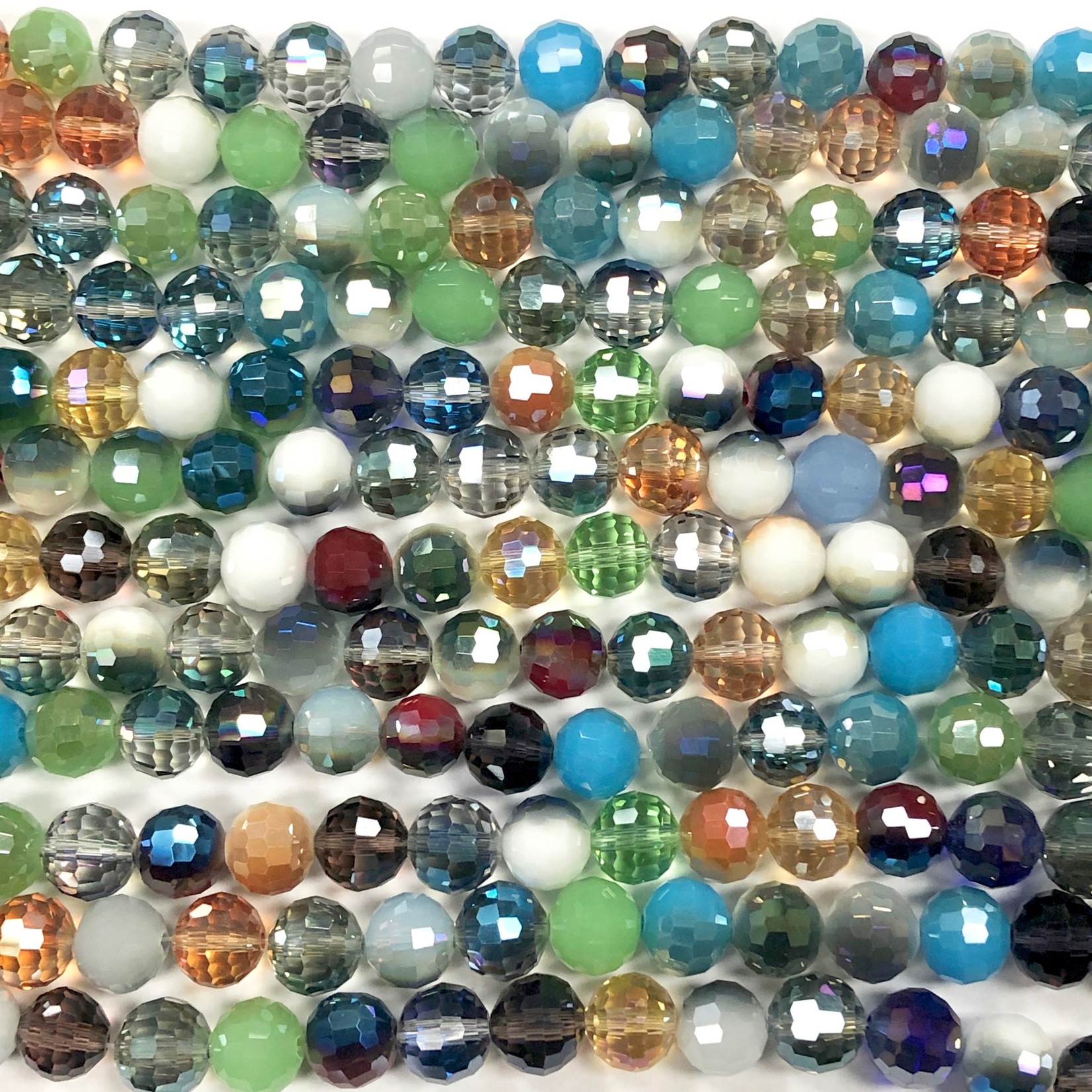 Electroplated GLASS Faceted Round 9mm Mixed