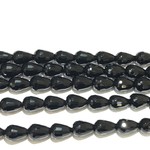 AGATE Dyed Black Teardrops Faceted 12x8mm