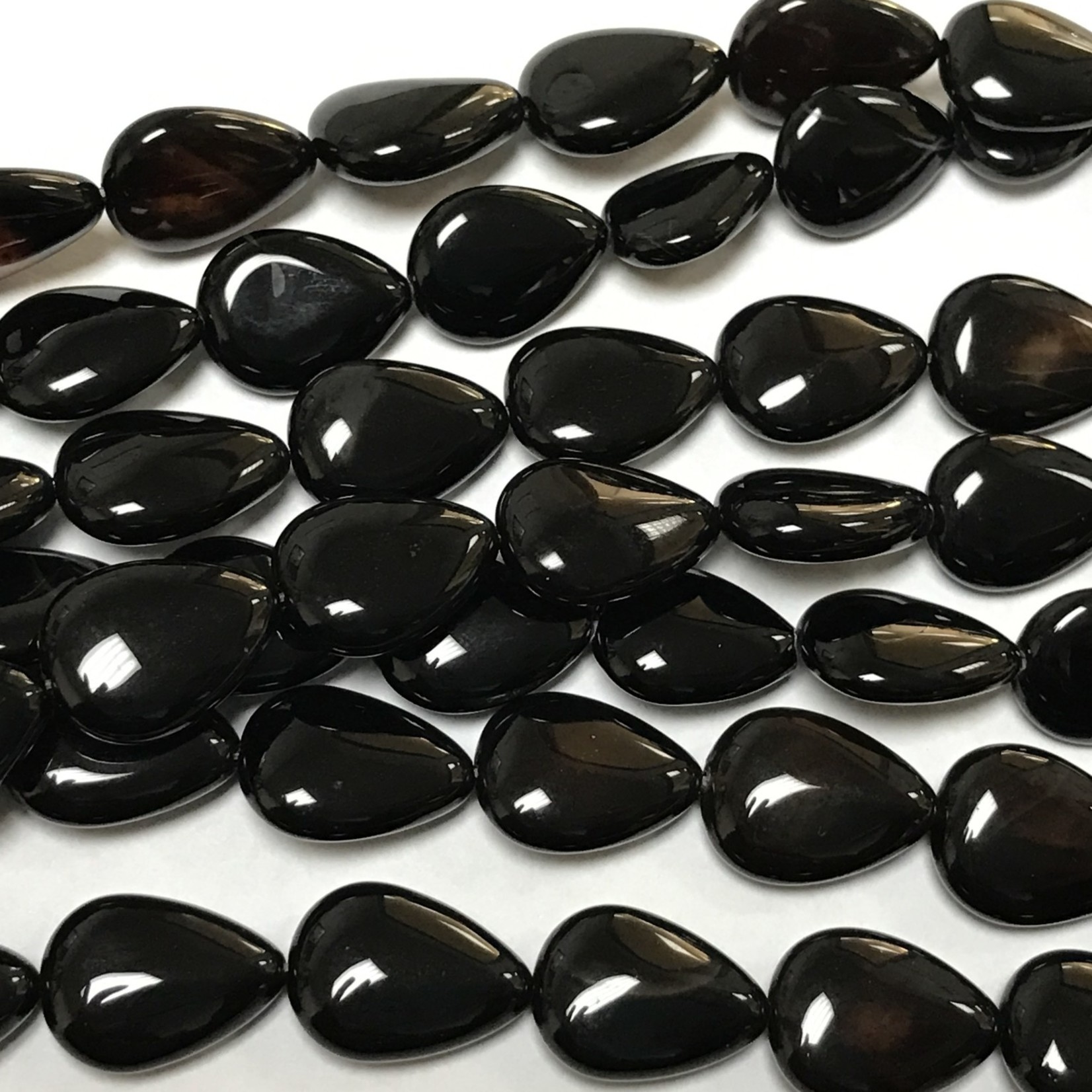 Black Agate Flat Teardrops Natural 18 X 13mm