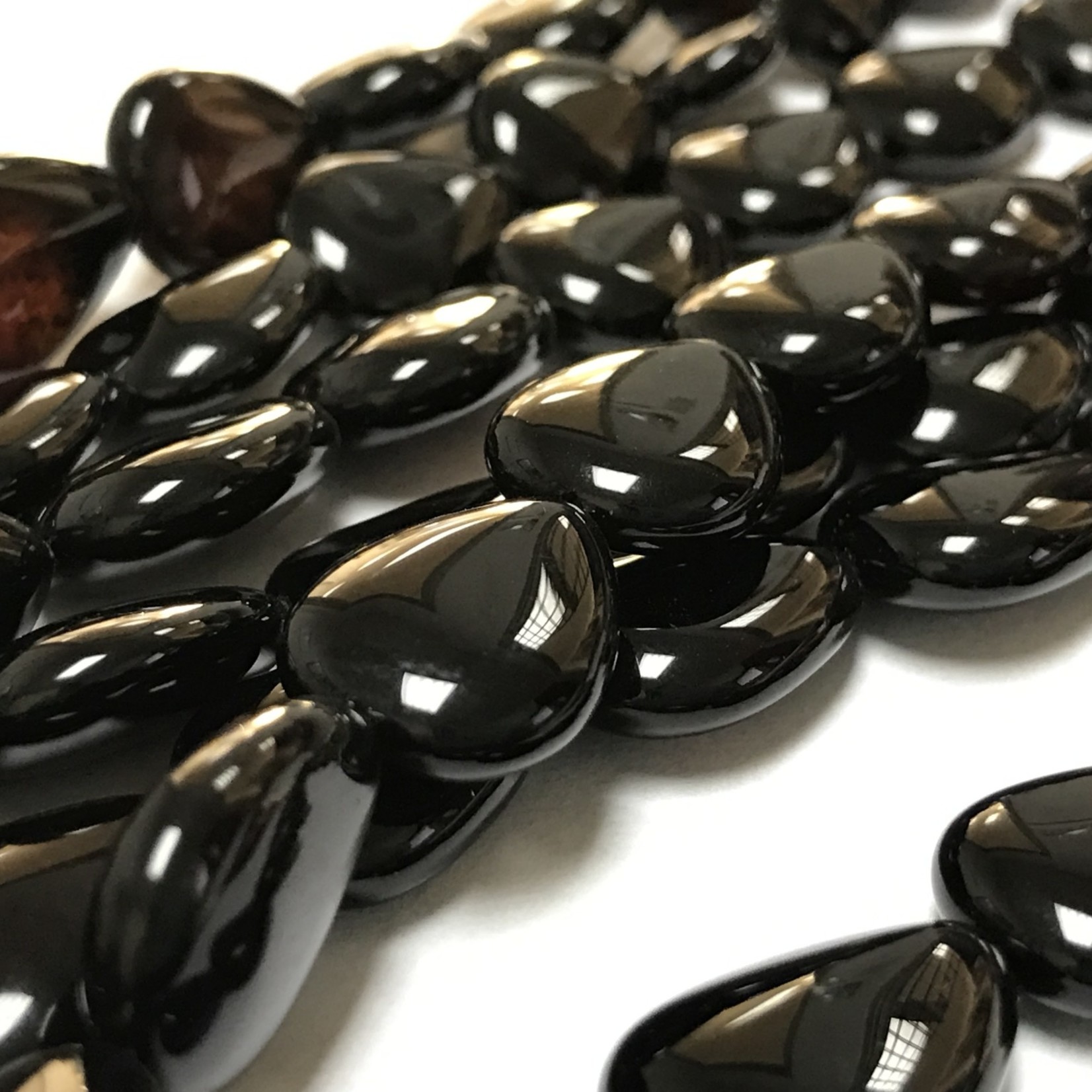 Black Agate Flat Teardrops Natural 18 X 13mm