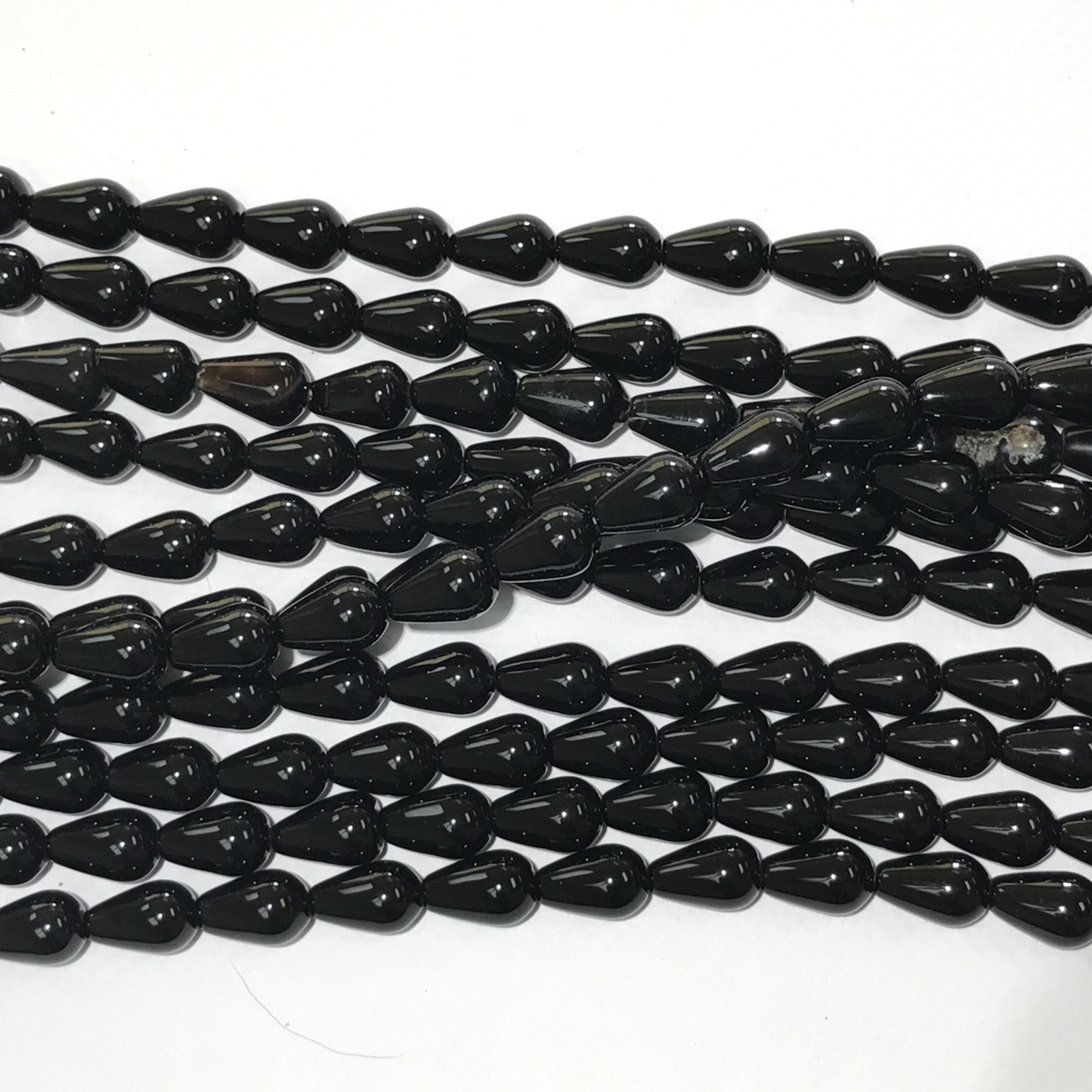 Black Agate Teardrop Beads 8 X 12mm