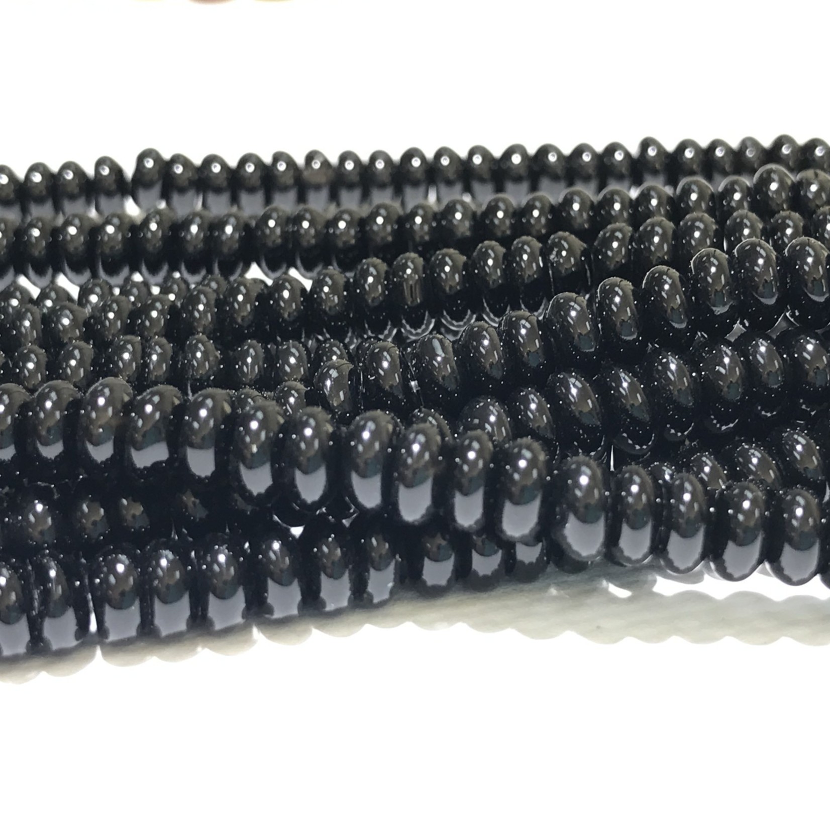 Black Agate Abacus/Rondelle Beads 6 X 3mm
