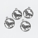 Tibetan Alloy Howling Wolf Pendant 25mm 4pcs