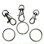 Swivel Keychain Clasps 34mm w/25mm Split Rings