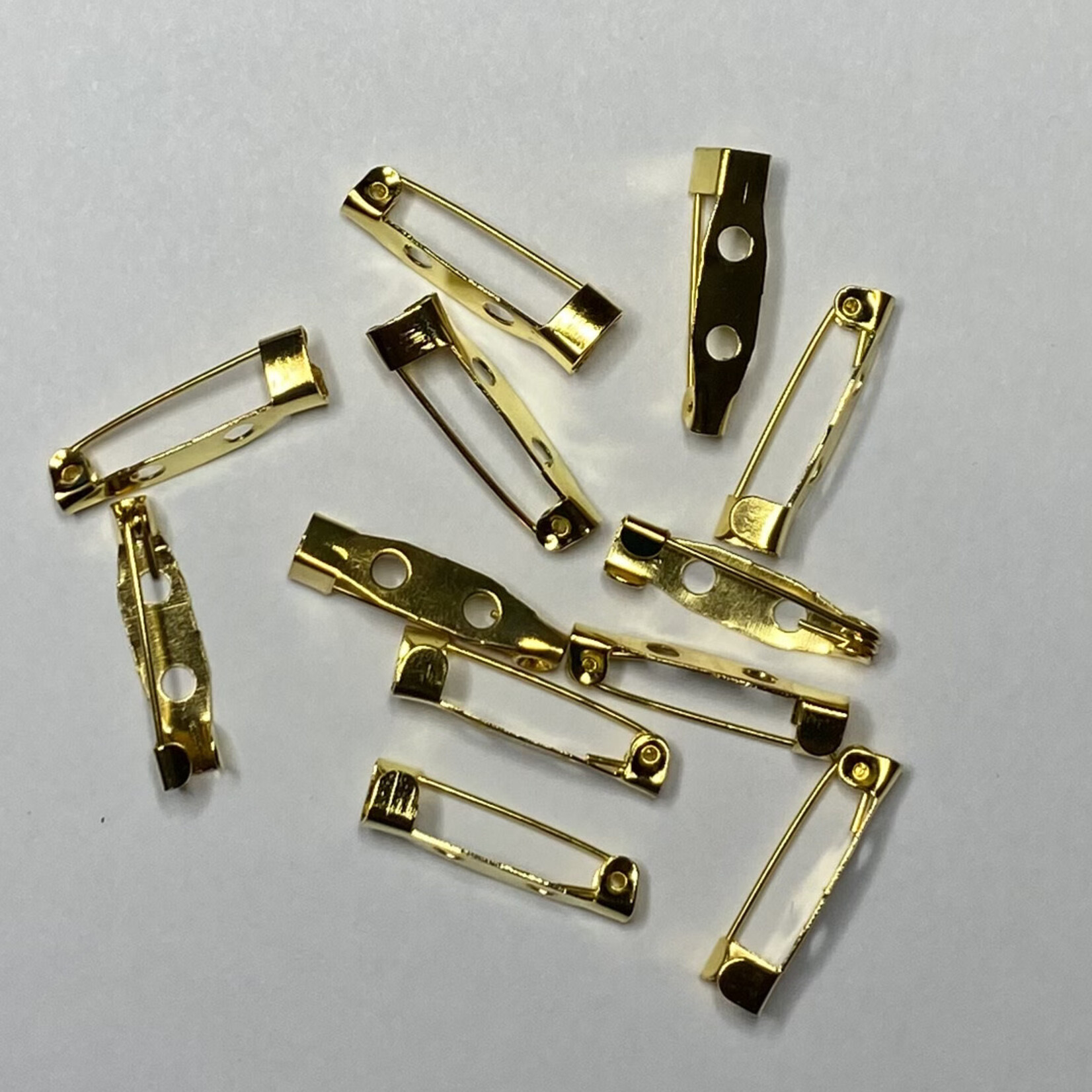 Gold Plated 20x5mm Sew on Pin Back 12pcs