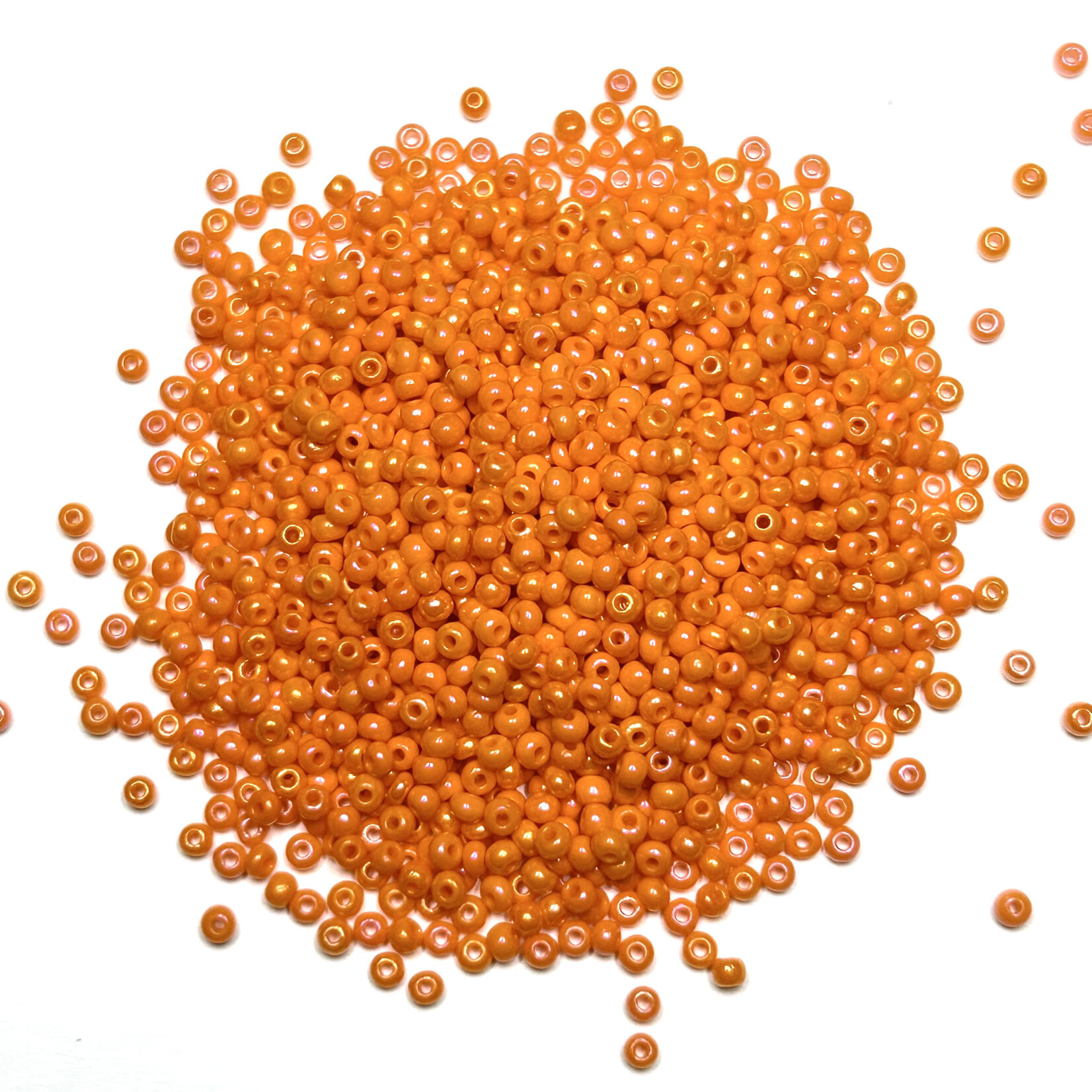 PRECIOSA 10-0 Seed Beads Orange Opaque Iris 22.5g