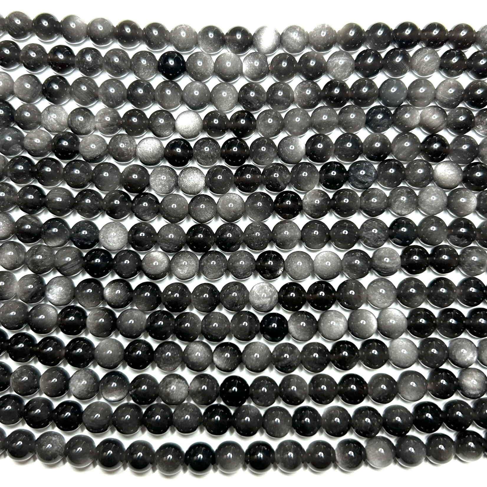 OBSIDIAN Silver Sheen Natural 6mm Round