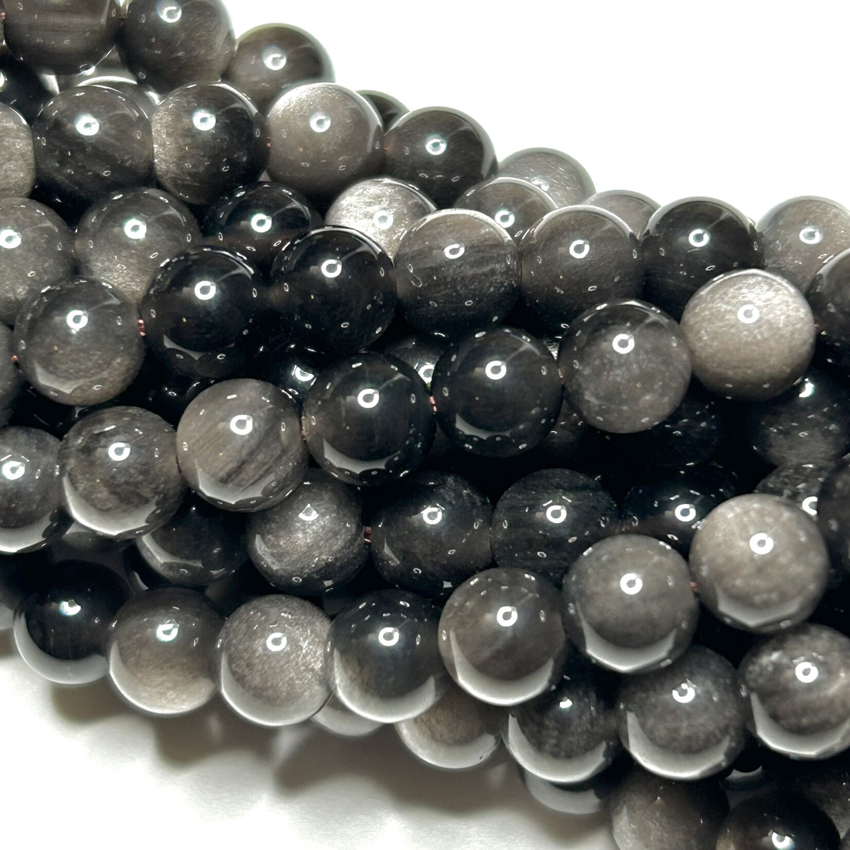 OBSIDIAN Silver Sheen Natural 6mm Round