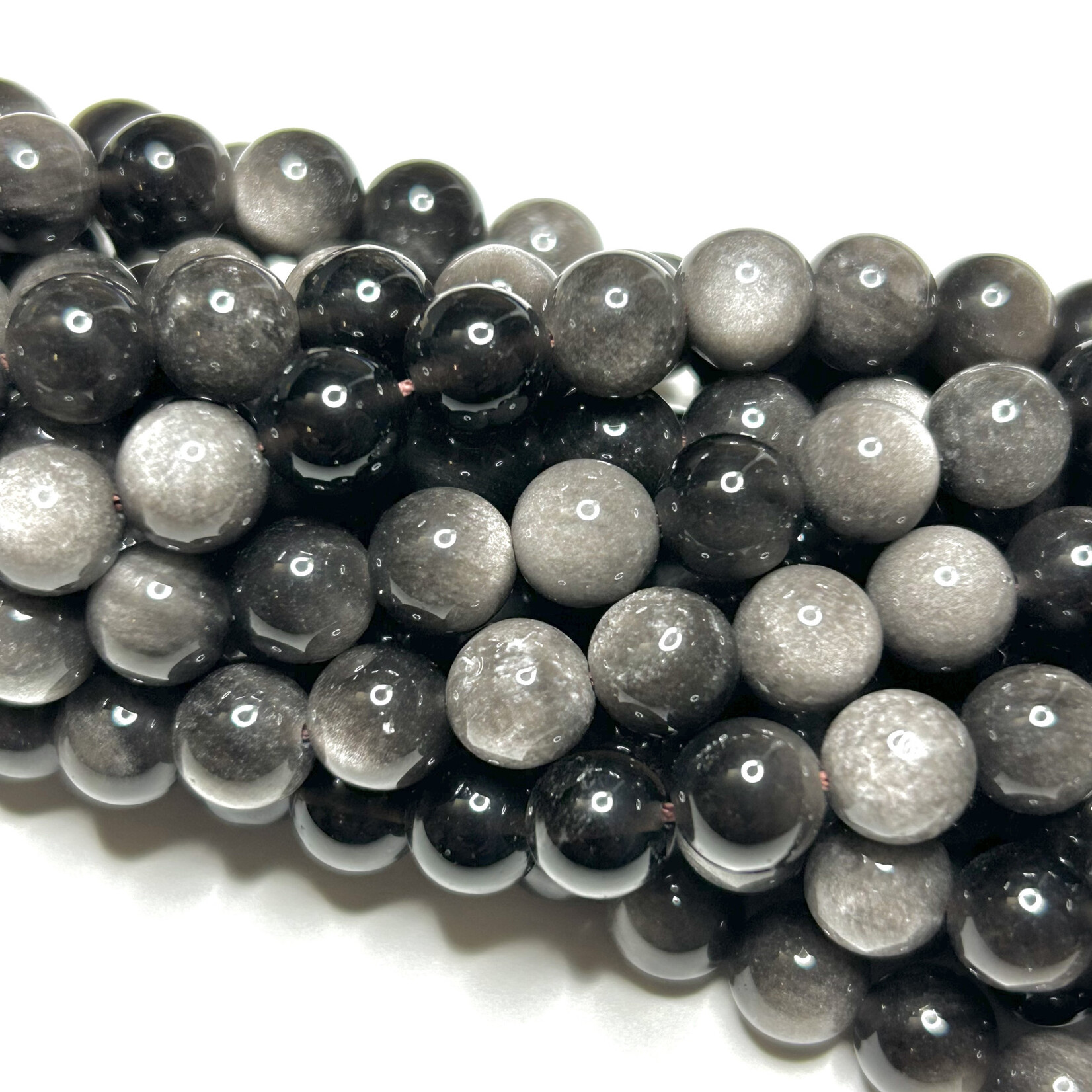 OBSIDIAN Silver Sheen Natural 8mm Round
