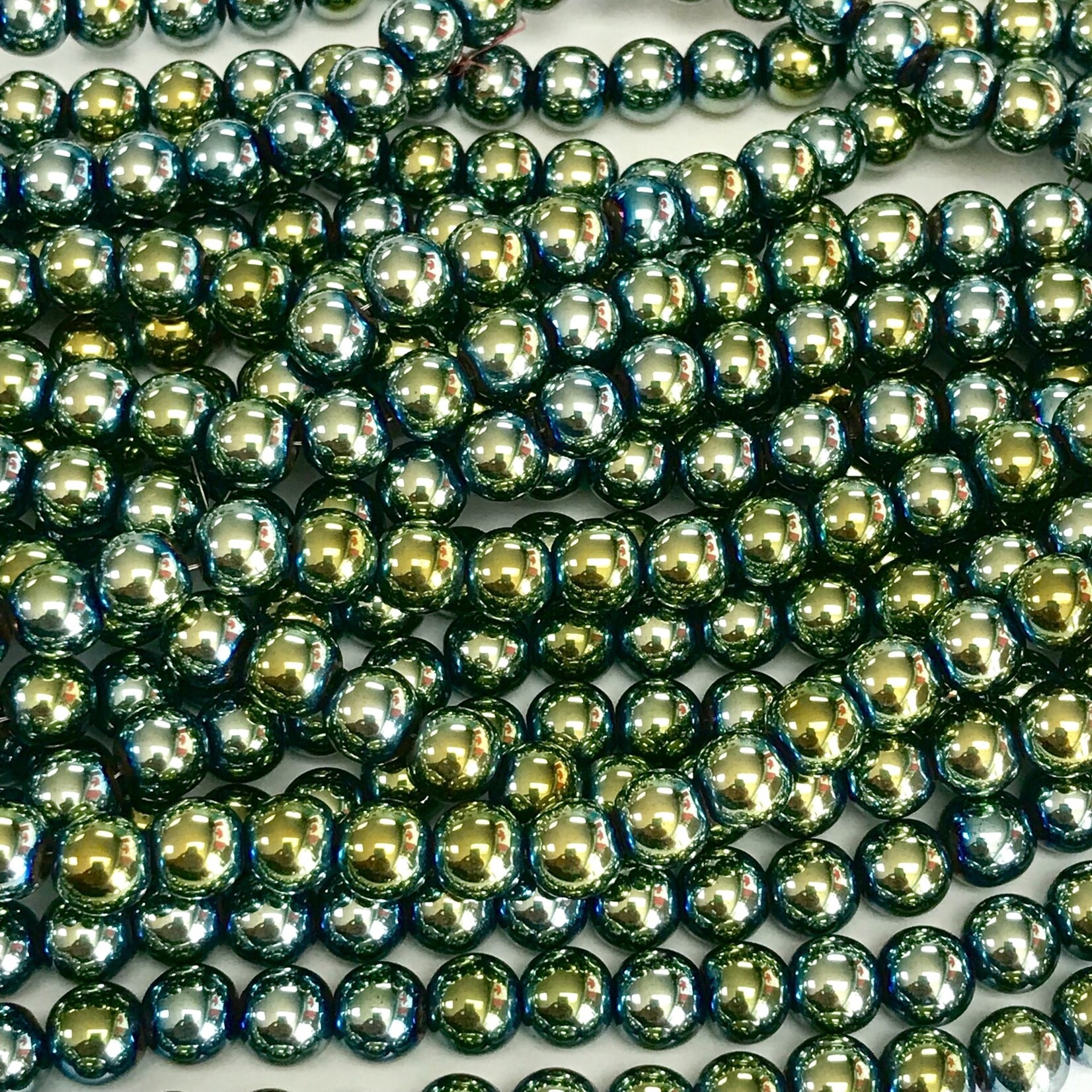 Electroplated Hematite Green 6mm Round