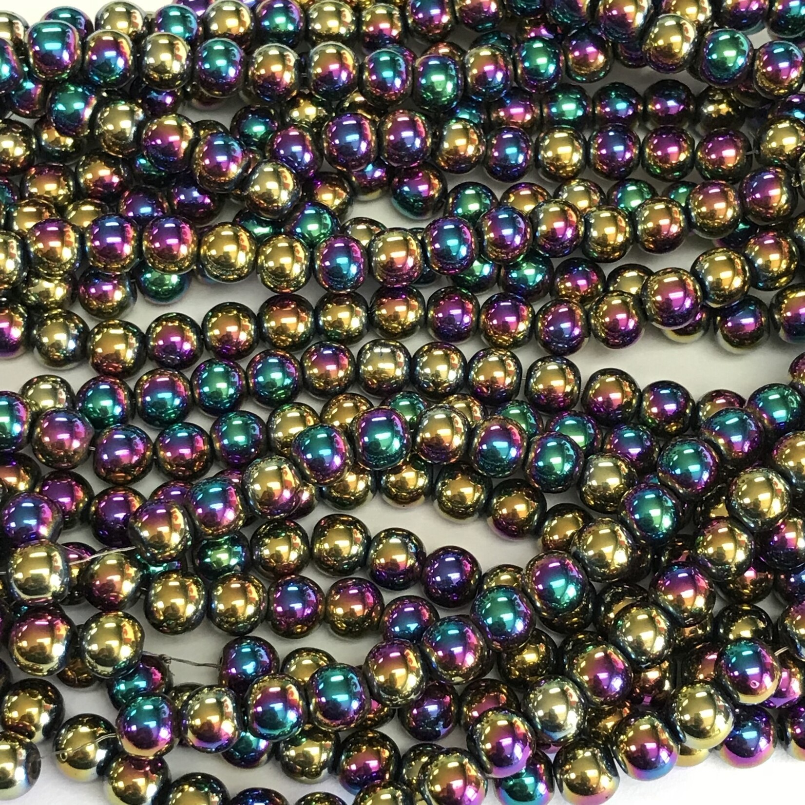 Electroplated Hematite Multi-Colour 8mm Round