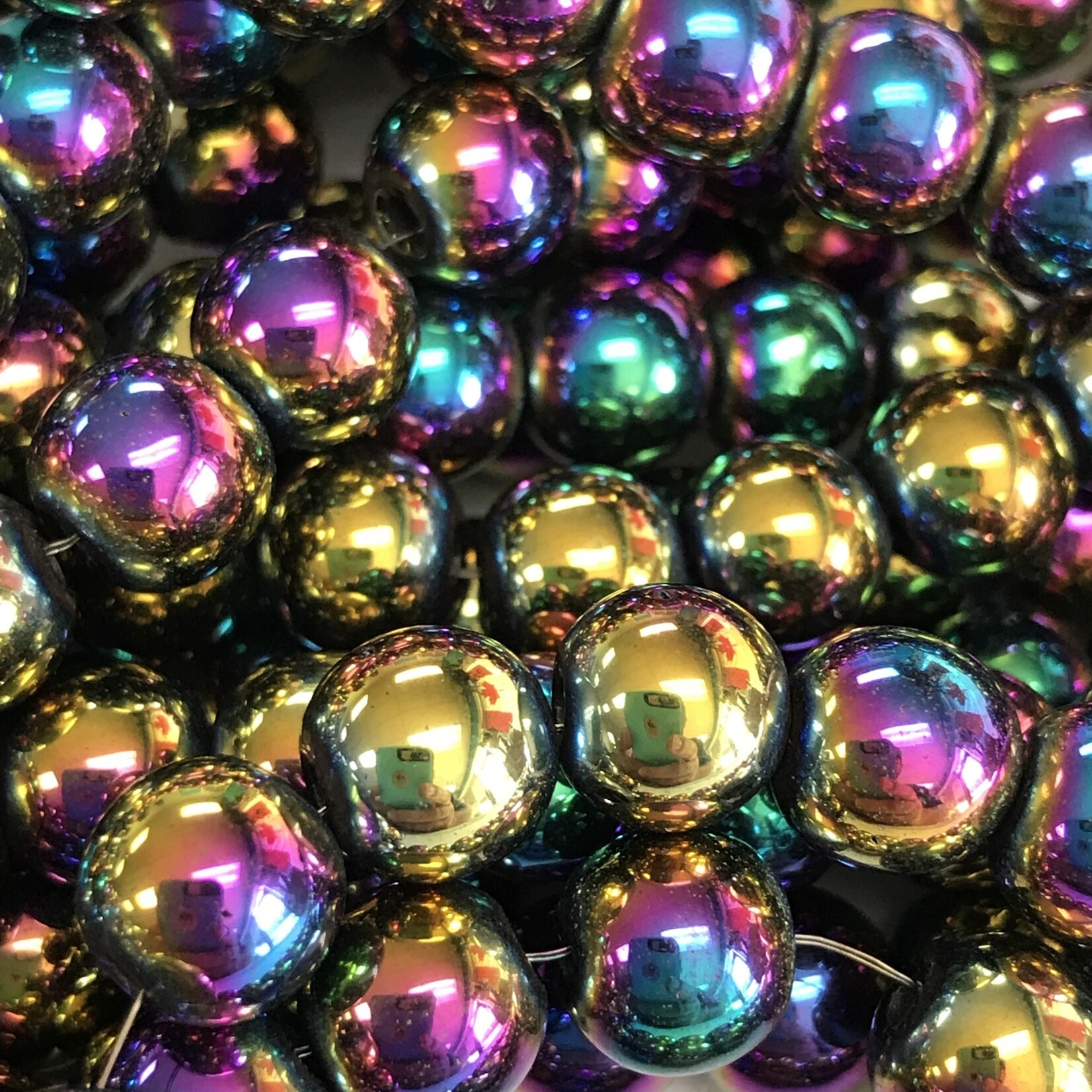 Electroplated Hematite Multi-Colour 8mm Round