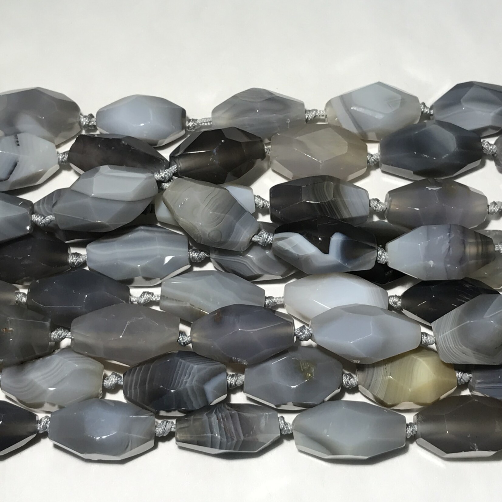 Grey Agate Faceted Nuggets 24 X 15mm