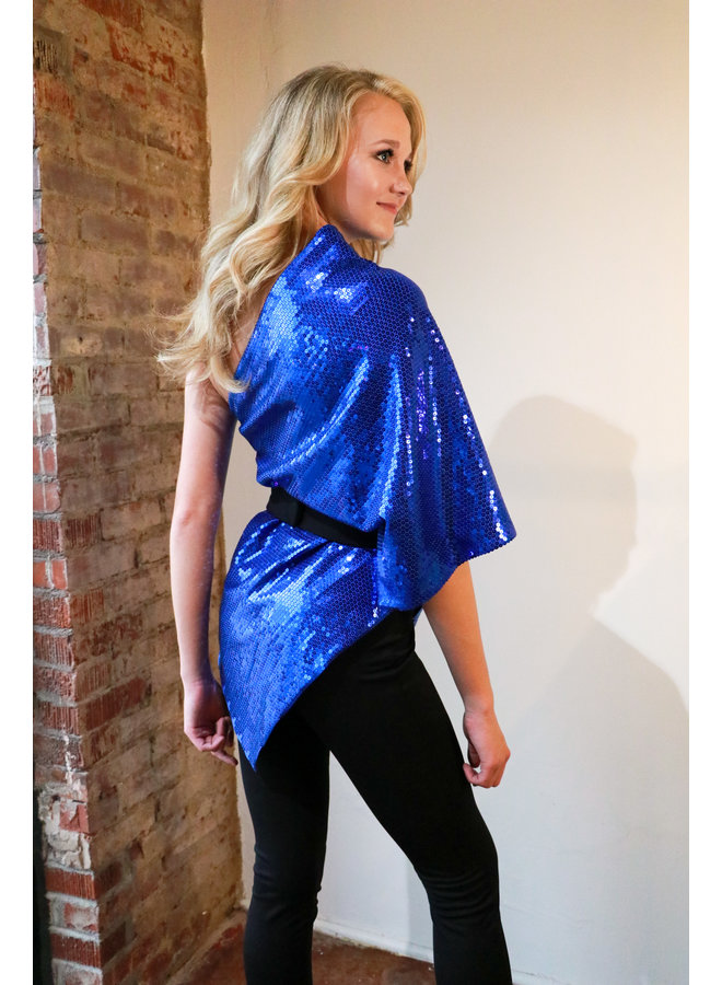 One Shoulder Sequined Poncho