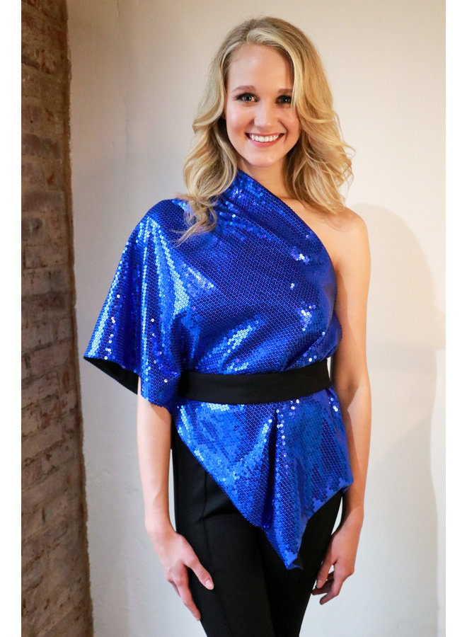 One Shoulder Sequined Poncho