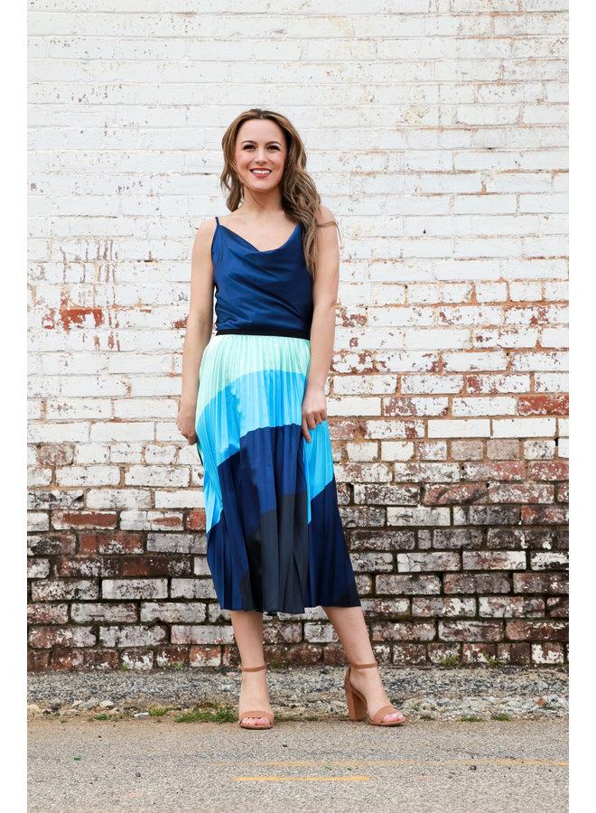Multi Blue Midi Skirt