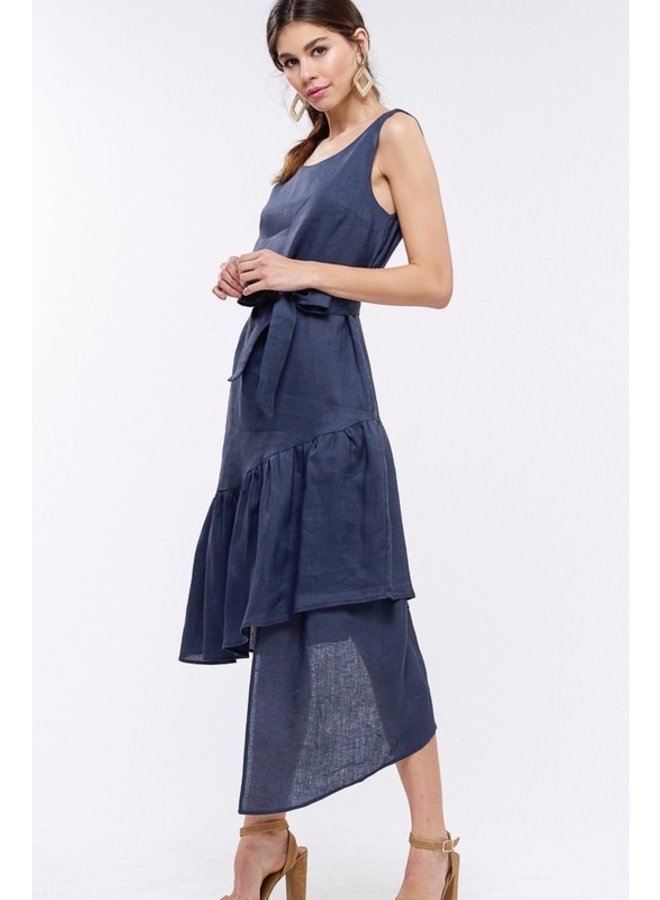 Blue Linen Layer Dress