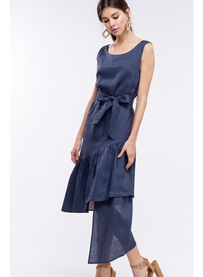 Blue Linen Layer Dress