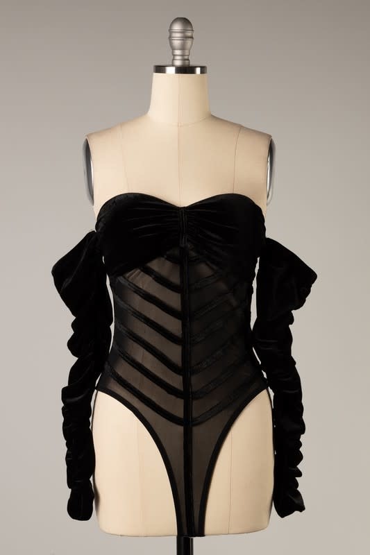 Embossed Velvet Bodysuit