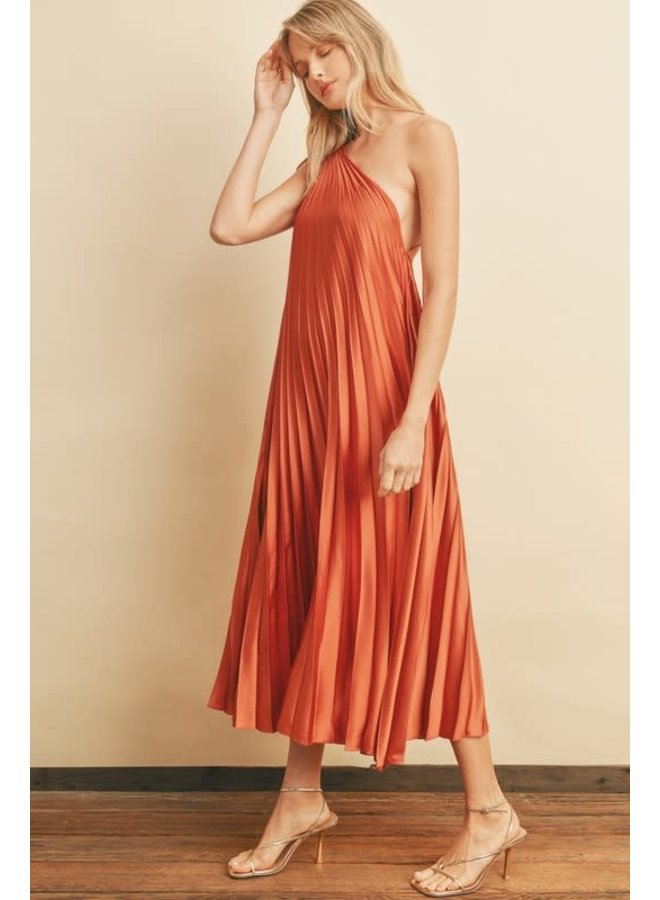 Carolina Soma - Pleated one shoulder satin dress