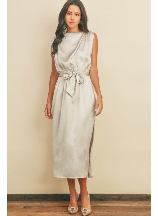 Draped satin midi dress