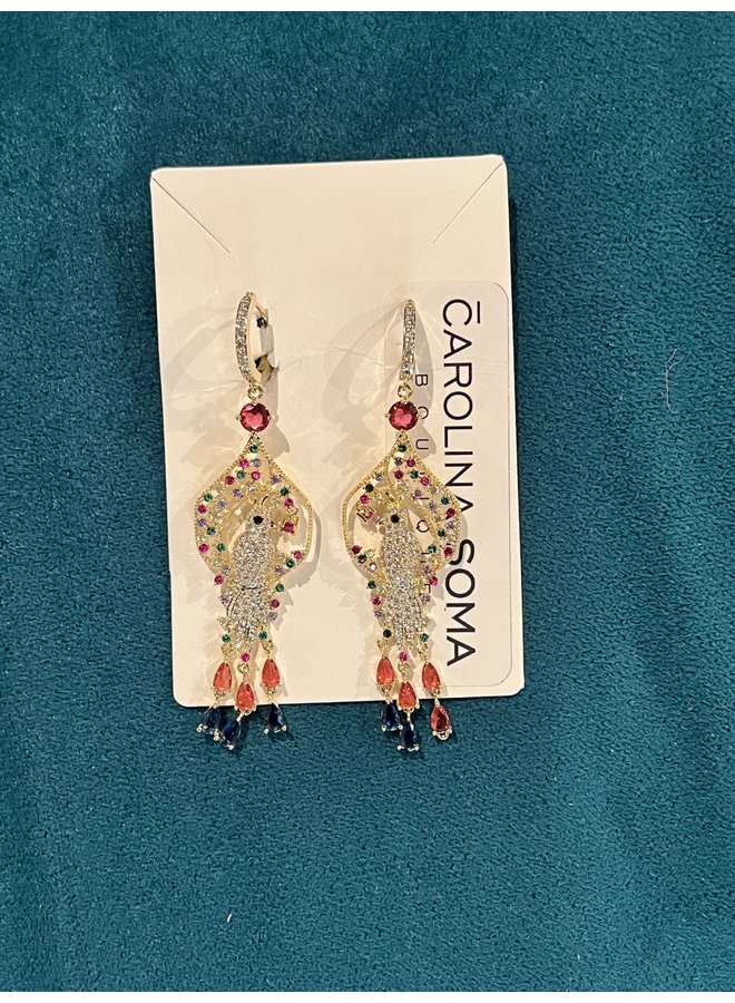 Parrot earrings - Cubic Zirconia