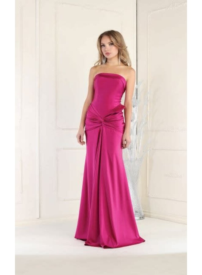 Magenta fitted strapless gown