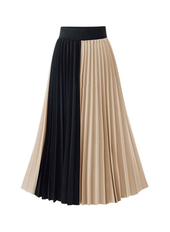 Color block pleated skirt