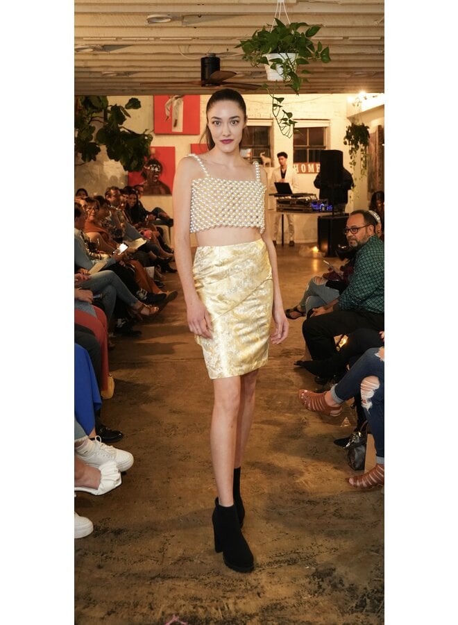 Gold Short Brocade Skirt