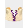 Baguette Stone Textured Metal Cuff Bracelet