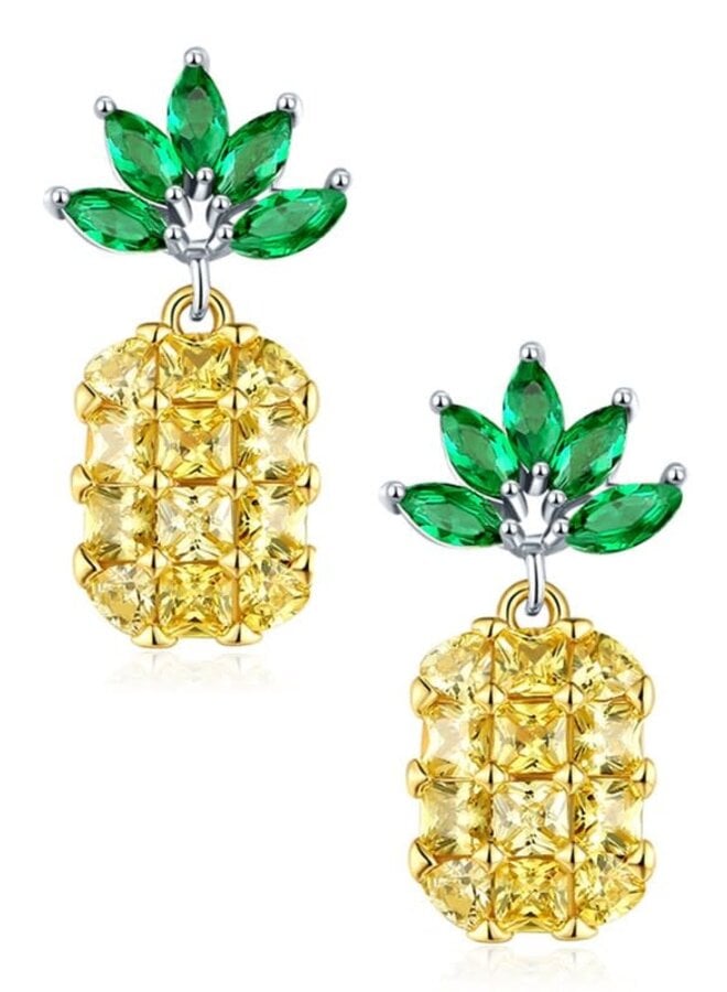 Pineapple cubic zirconia earrings