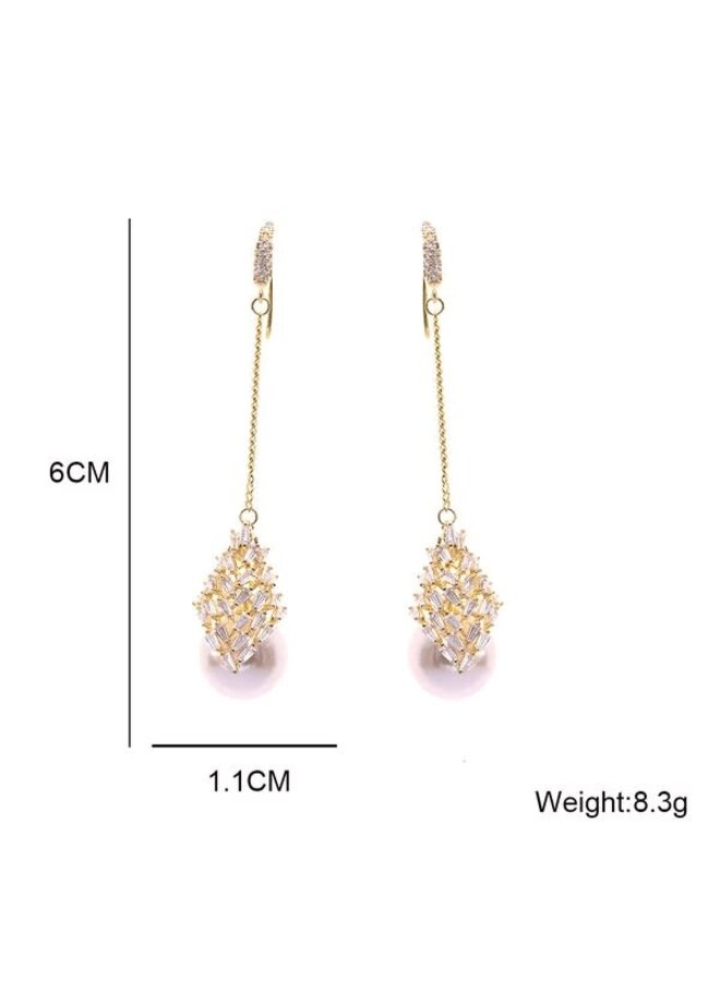 Teardrop cubic zirconia pearl earrings