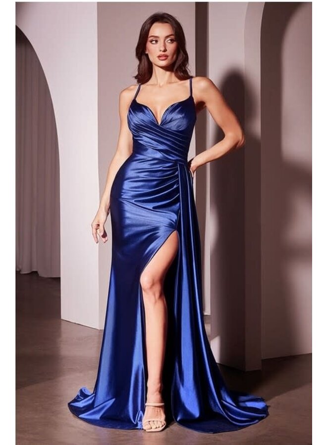 Navy Soft satin fit & flare gown - 14