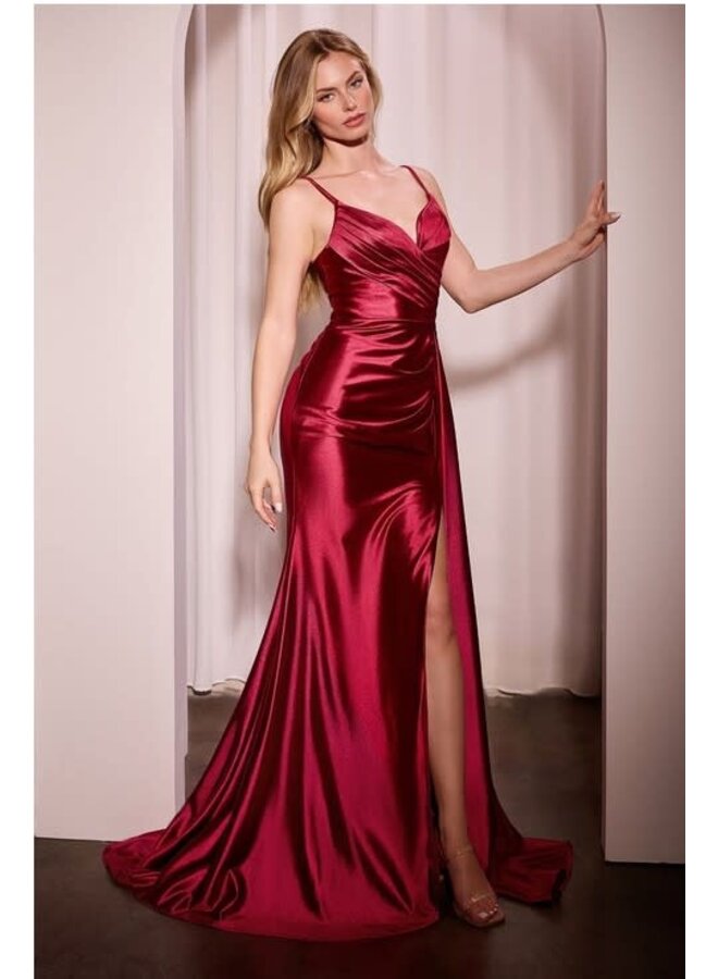 Red Soft satin fit & flare gown - 6