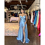 Dusty Blue Soft satin fit & flare gown - 4