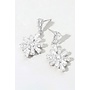 Flower CZ stone cluster dangle earrings - silver