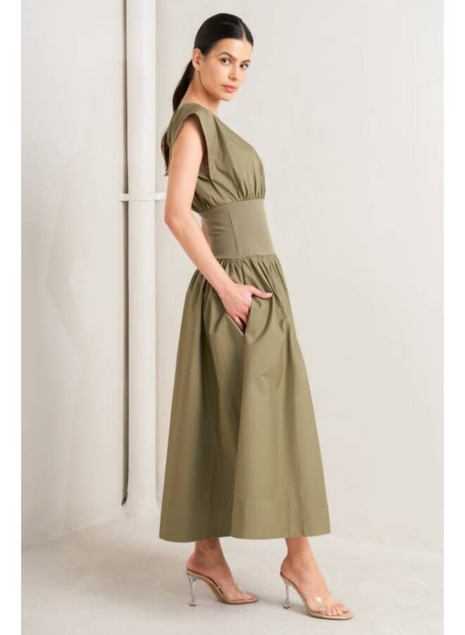 Solid Woven midi dress