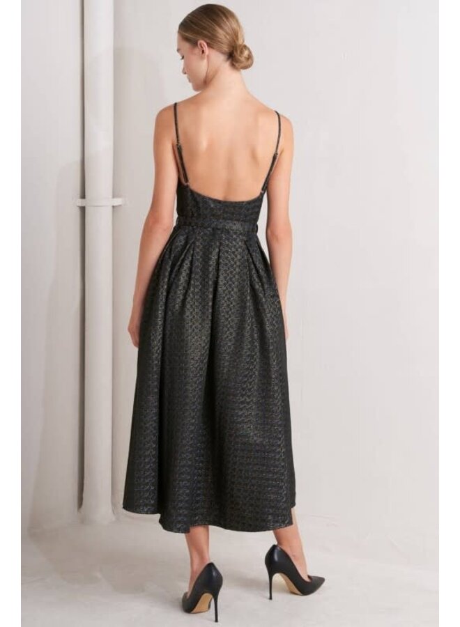 Metallic Houndstooth Jacquard midi dress