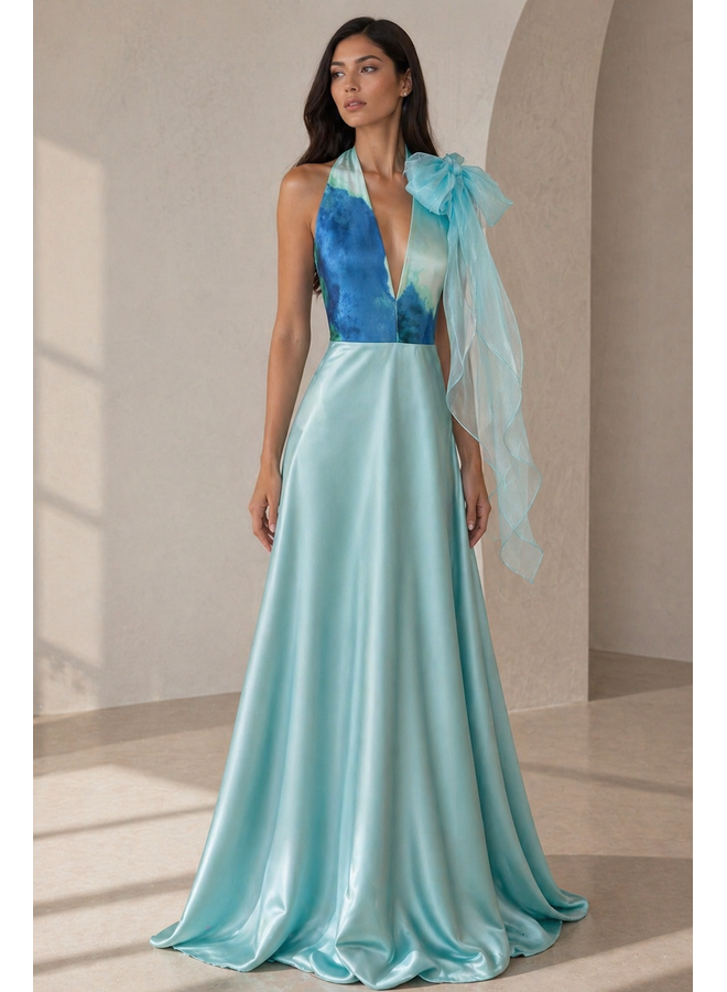 Aqua Reviere Halter Gown -One on One  - Size 8