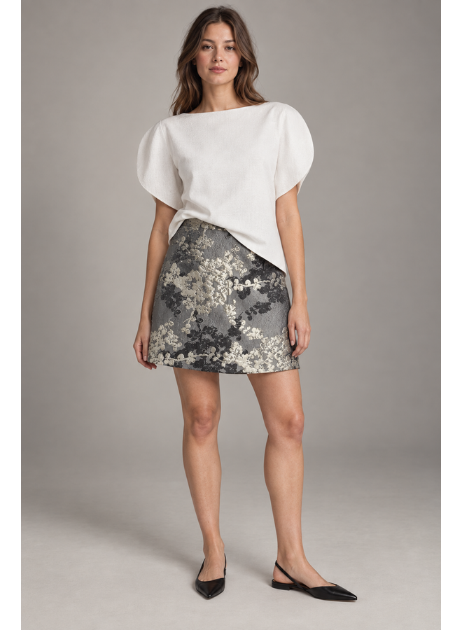 One -of-a-kind Gray Brocade Mini skirt - Size M