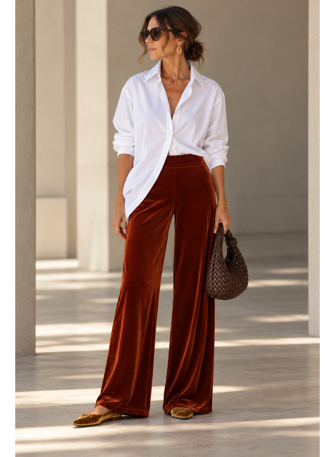 Velvet wide leg pants