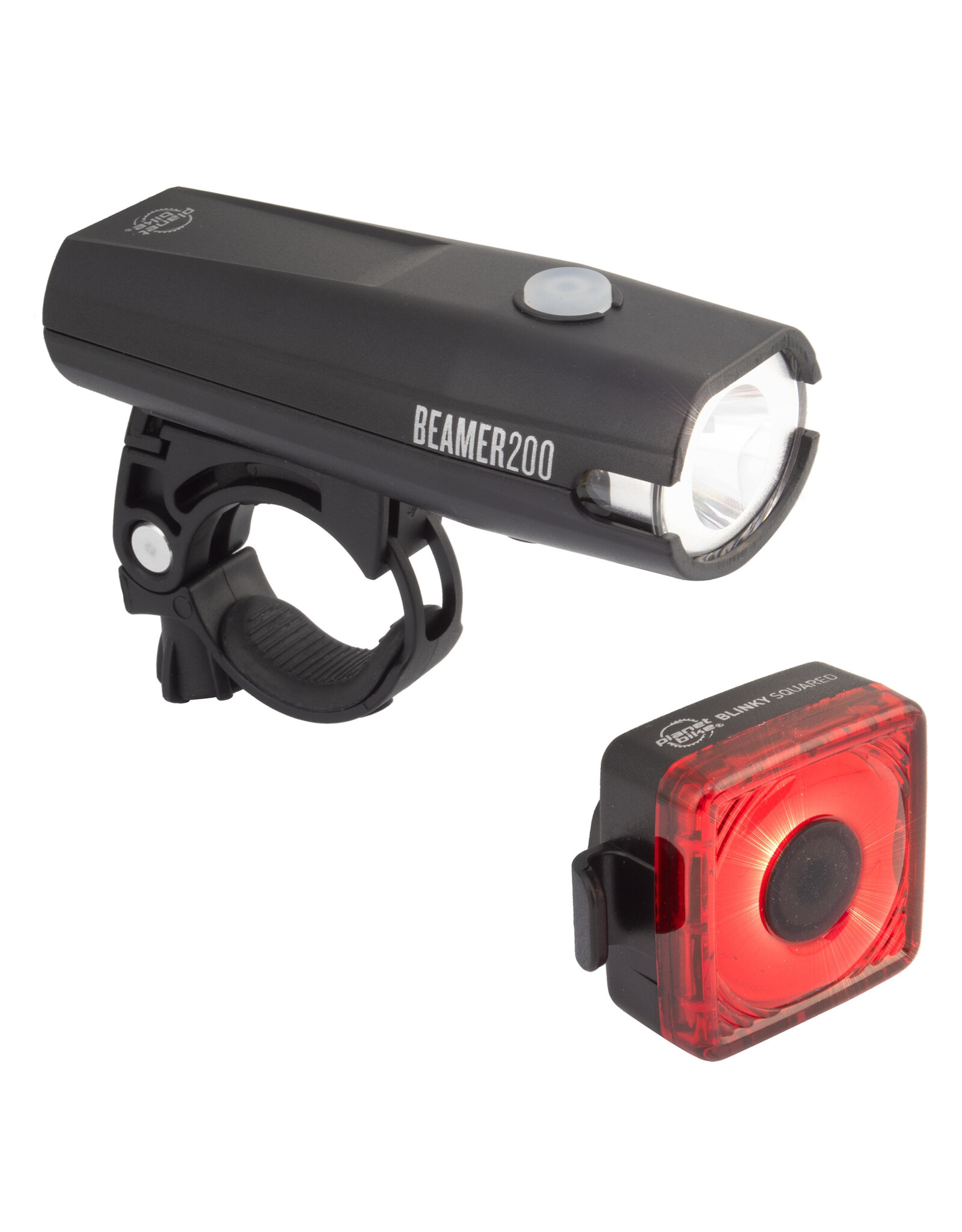 PLANET BIKE LIGHT PB COMBO FRT BEAMER 200 RR BLINKY SQUARED USB BK