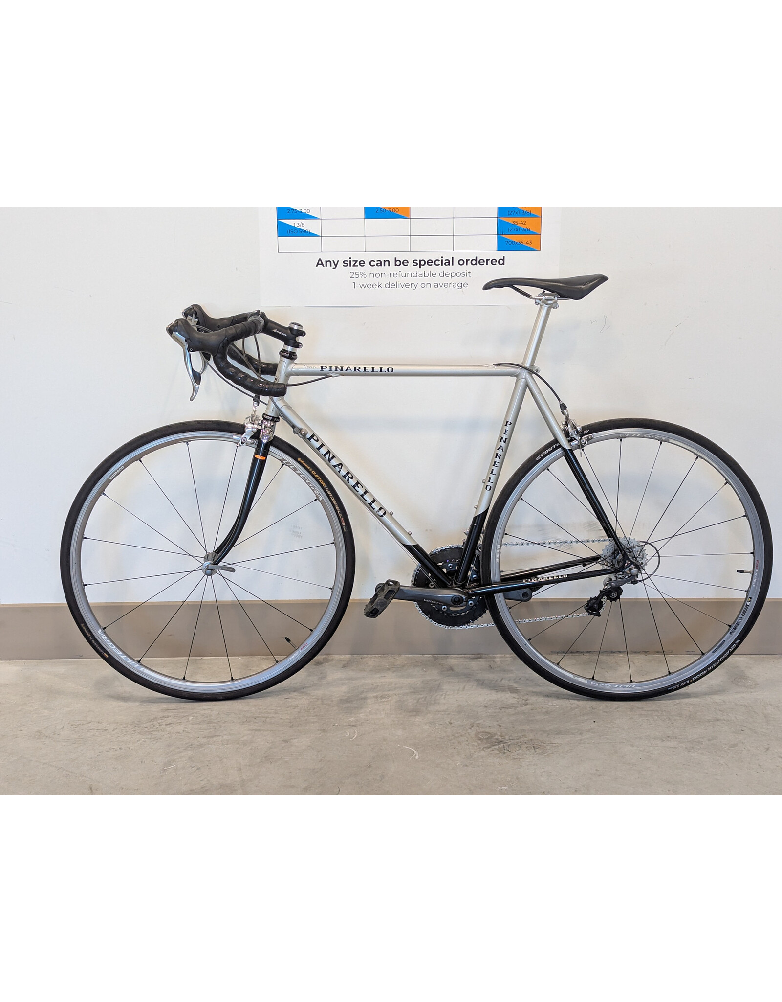 Classic Pinarello Vuelta, 1990's, 56cm (22"), Silver & Black
